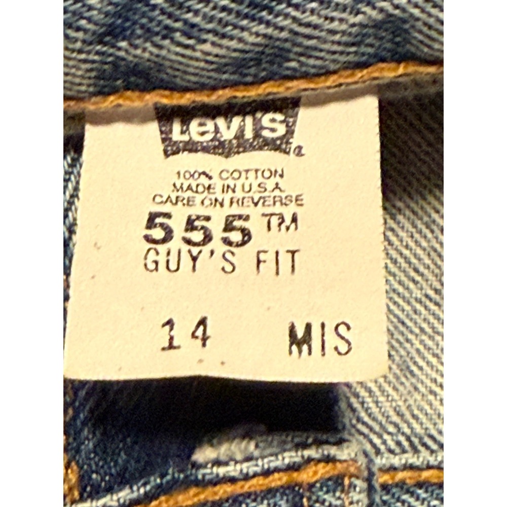 Vintage Y2K Levis 555 Womens 14 MIS Guys Fit Jean Shorts Red Tab Error USA 2001 - Picture 5 of 7